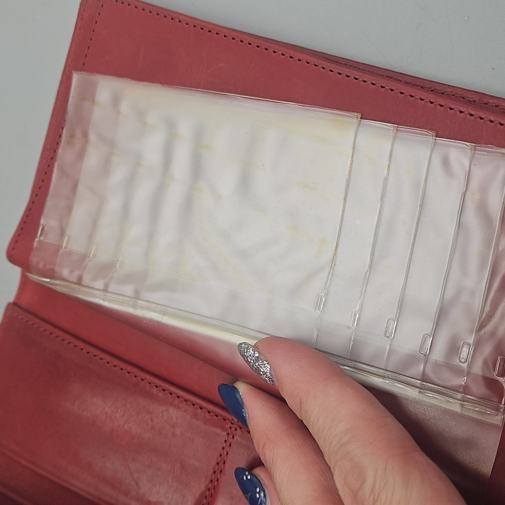 Vintage Coach Wallet Distressed Red Leather Checkbook Holder - Picture 8 of 16